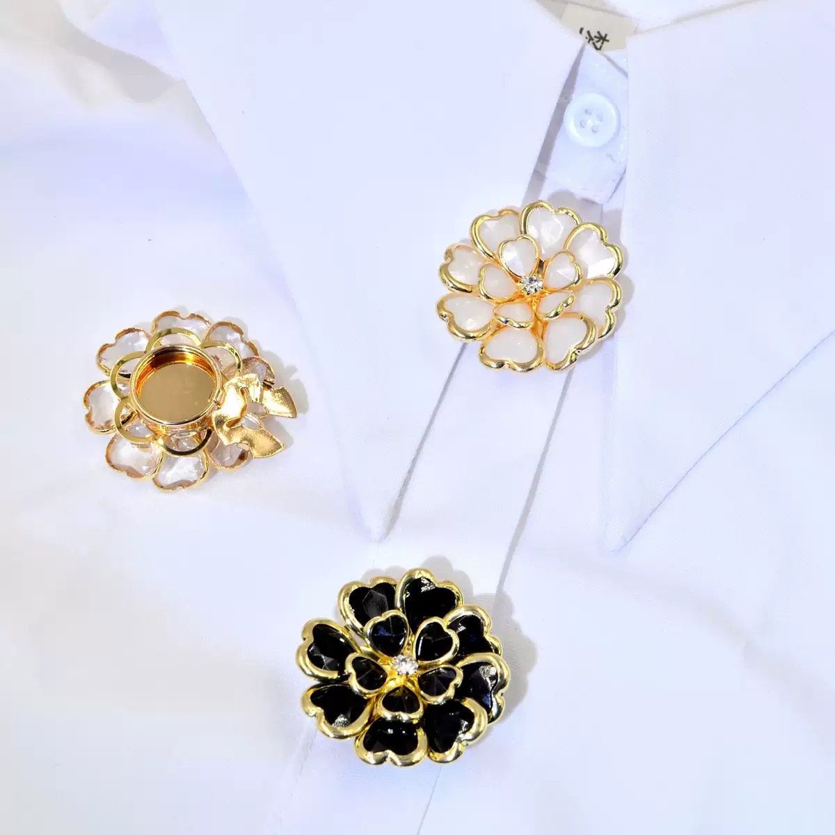 Shirt Button Covers, Buckle Drop Oil Flower Bronze